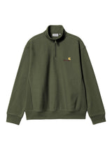 Carhartt  WIP American Script Half Zip Crewneck Tarragon